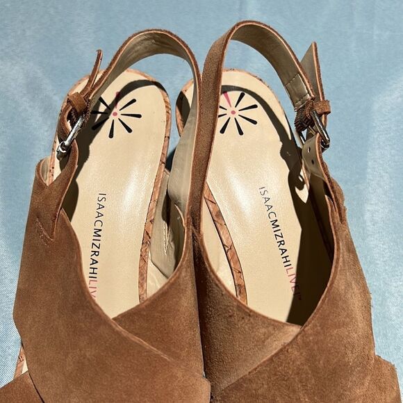 Isaac Mizrahi Live! Leather Sandals With Wedge Heel Size 11M B42 - Picture 5 of 8